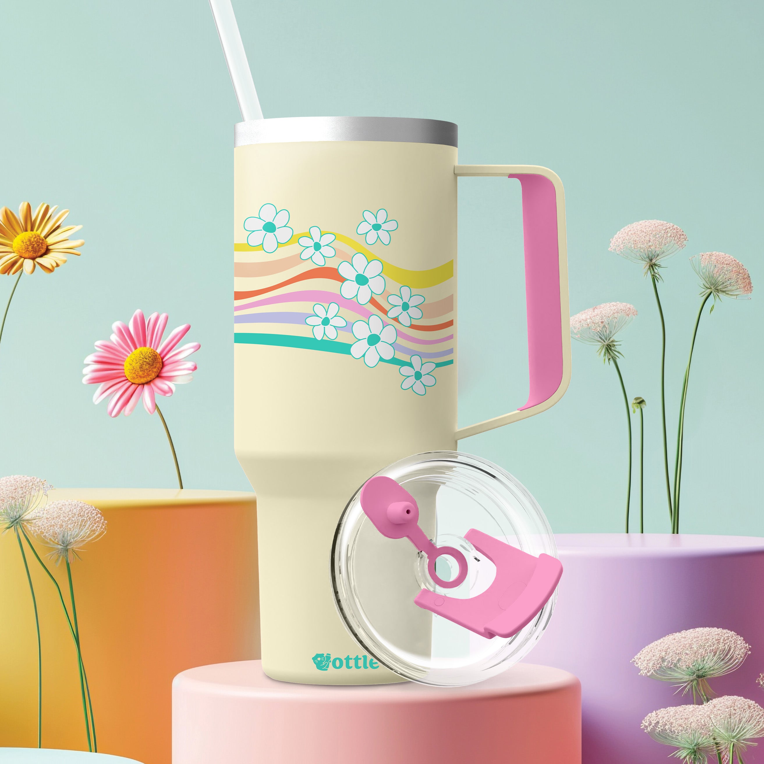 Wavy Daisies 40 oz Tumbler