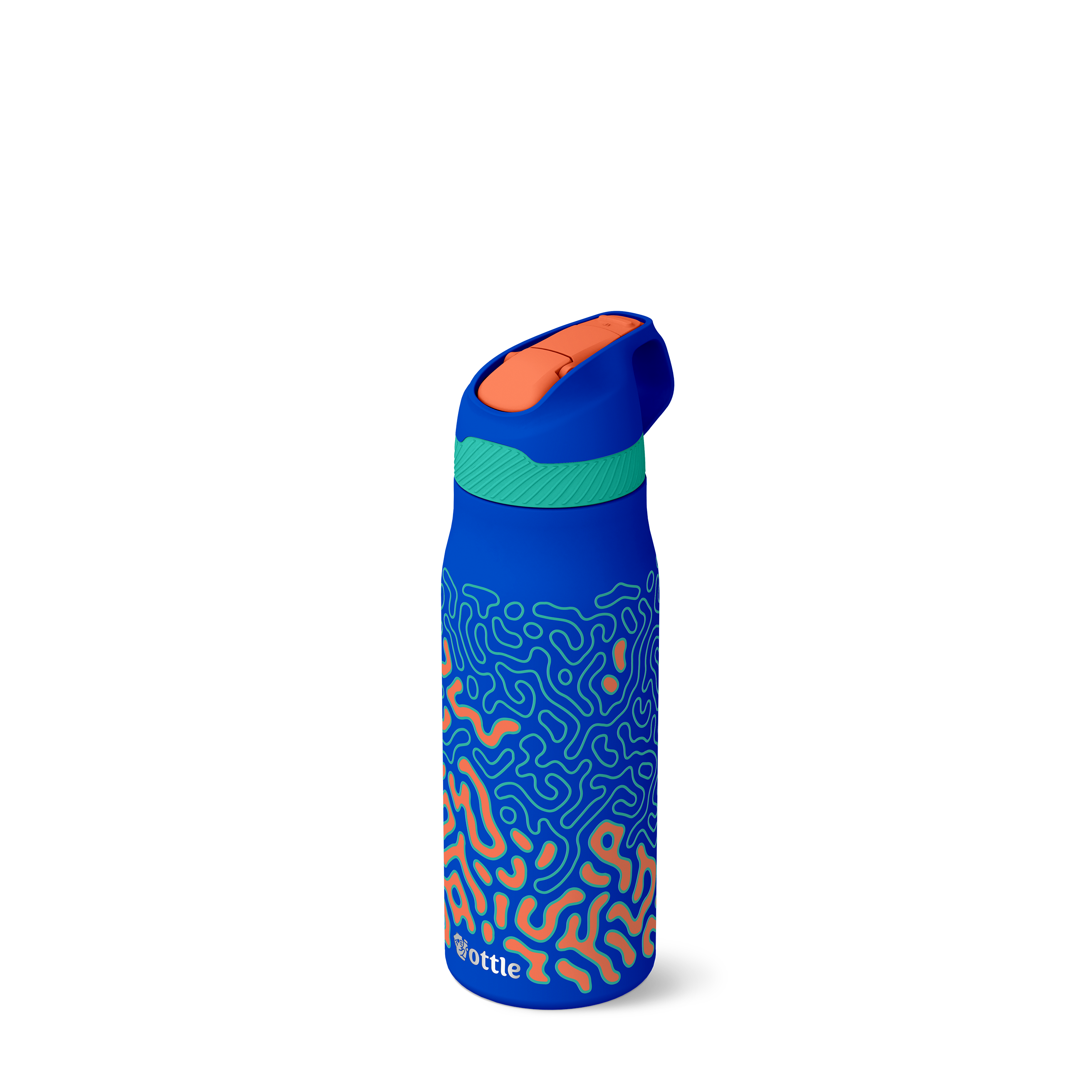 24 oz insulated bottle in Synapse Loop Blue design