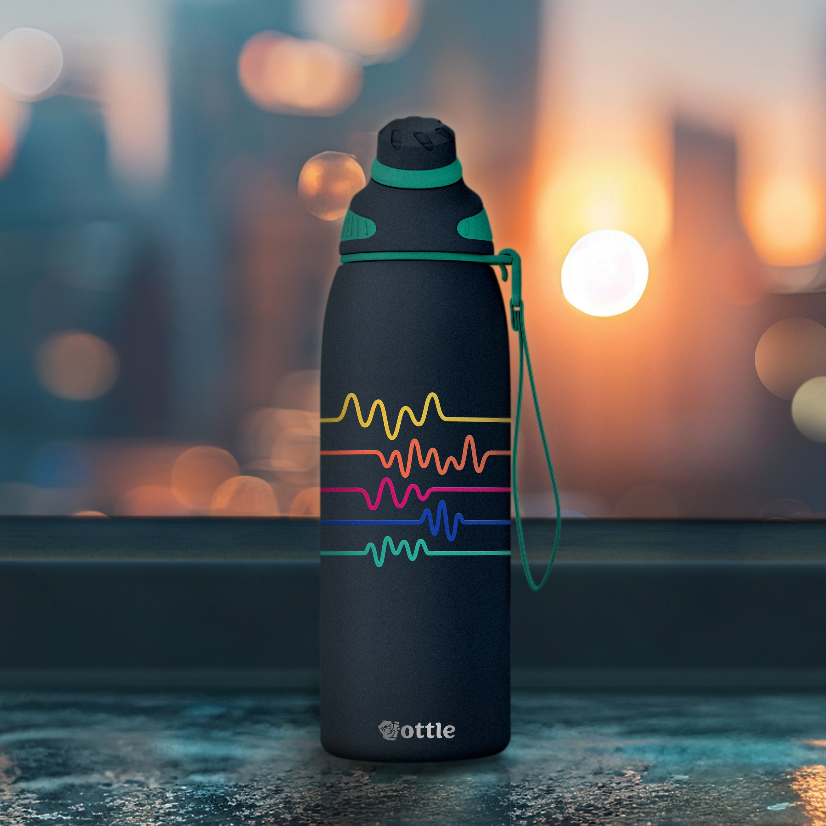 Electro Beats 34 oz Water Bottle