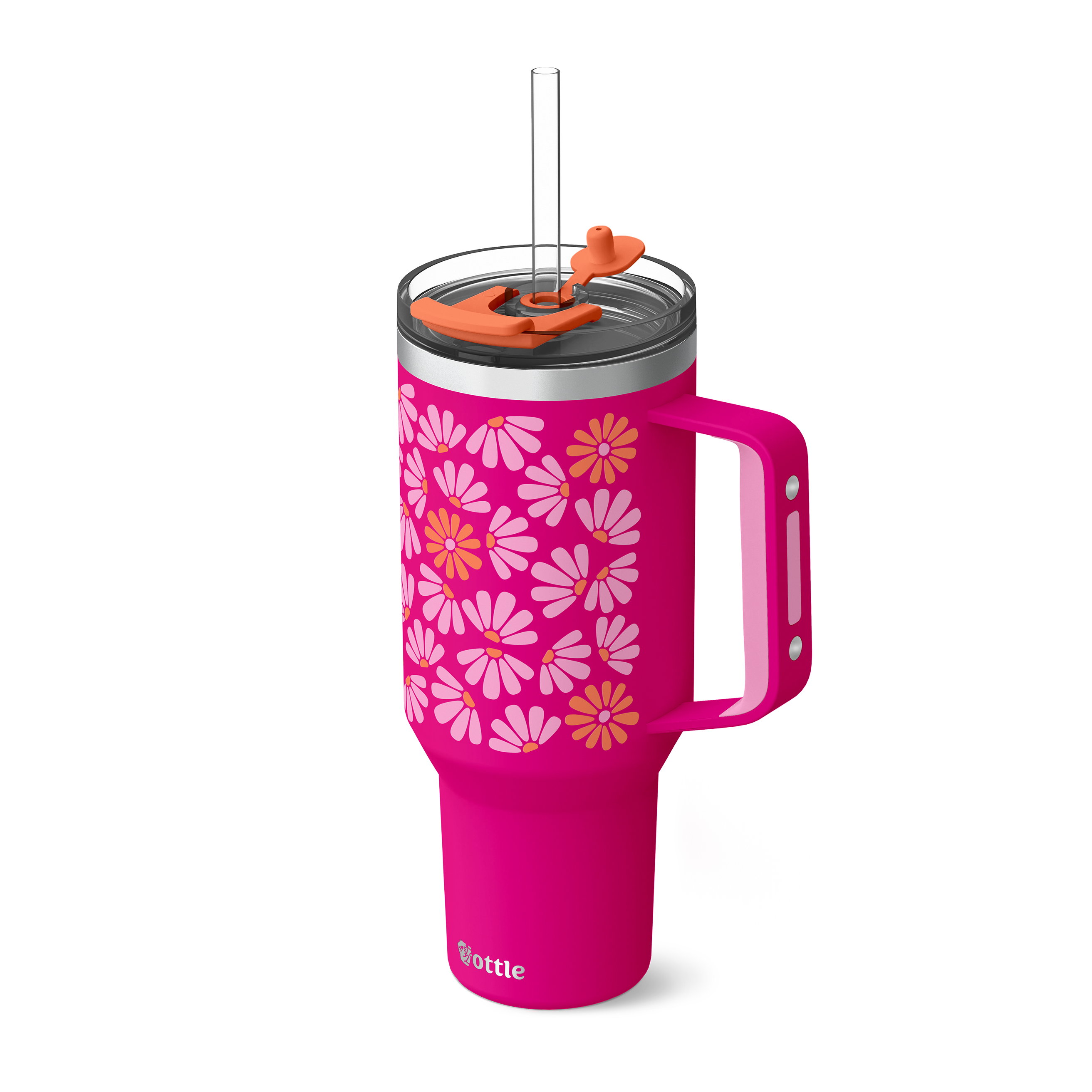 Insulated tumbler with handle in Deep Sea Diver Petal Plethora