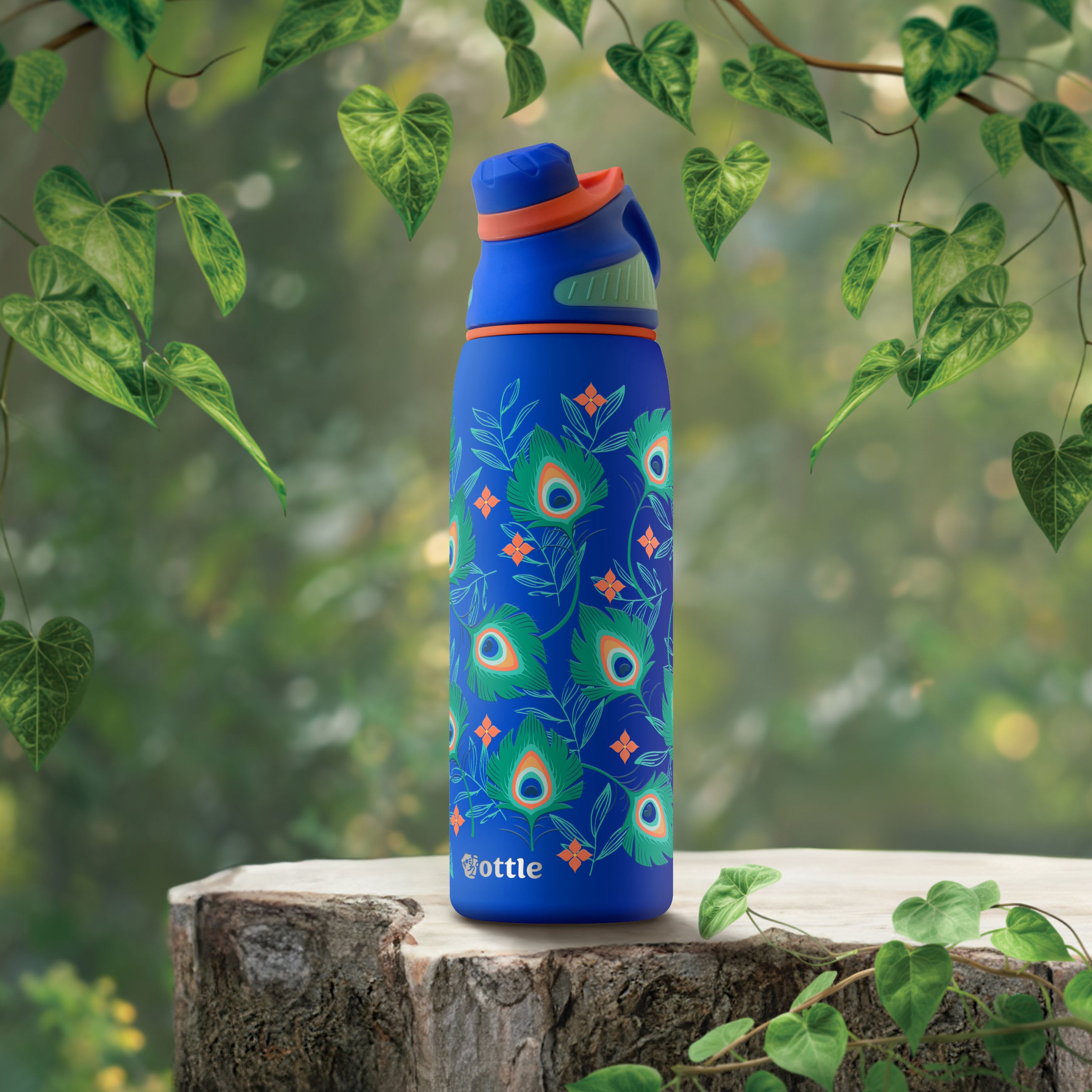 Pacific Peacock Allover 27 oz Water Bottle